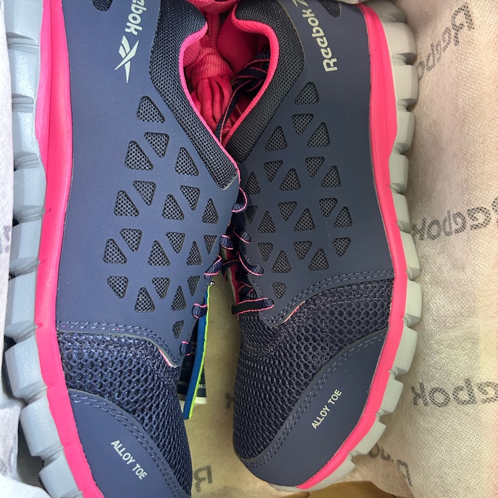 Reebok Navy and Pink Work Shoes Womens Size 10M
